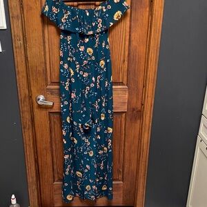 Ces Femme Teal Floral Romper Dress